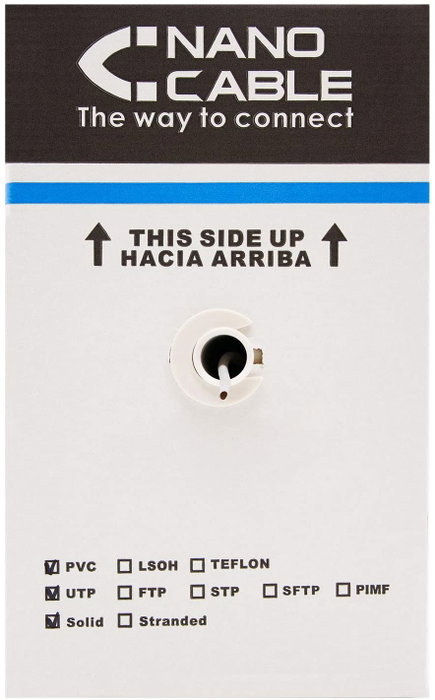 Nanocable Bobina de Cable de Red Cat6e UTP Rígido AWG24 305m Gris